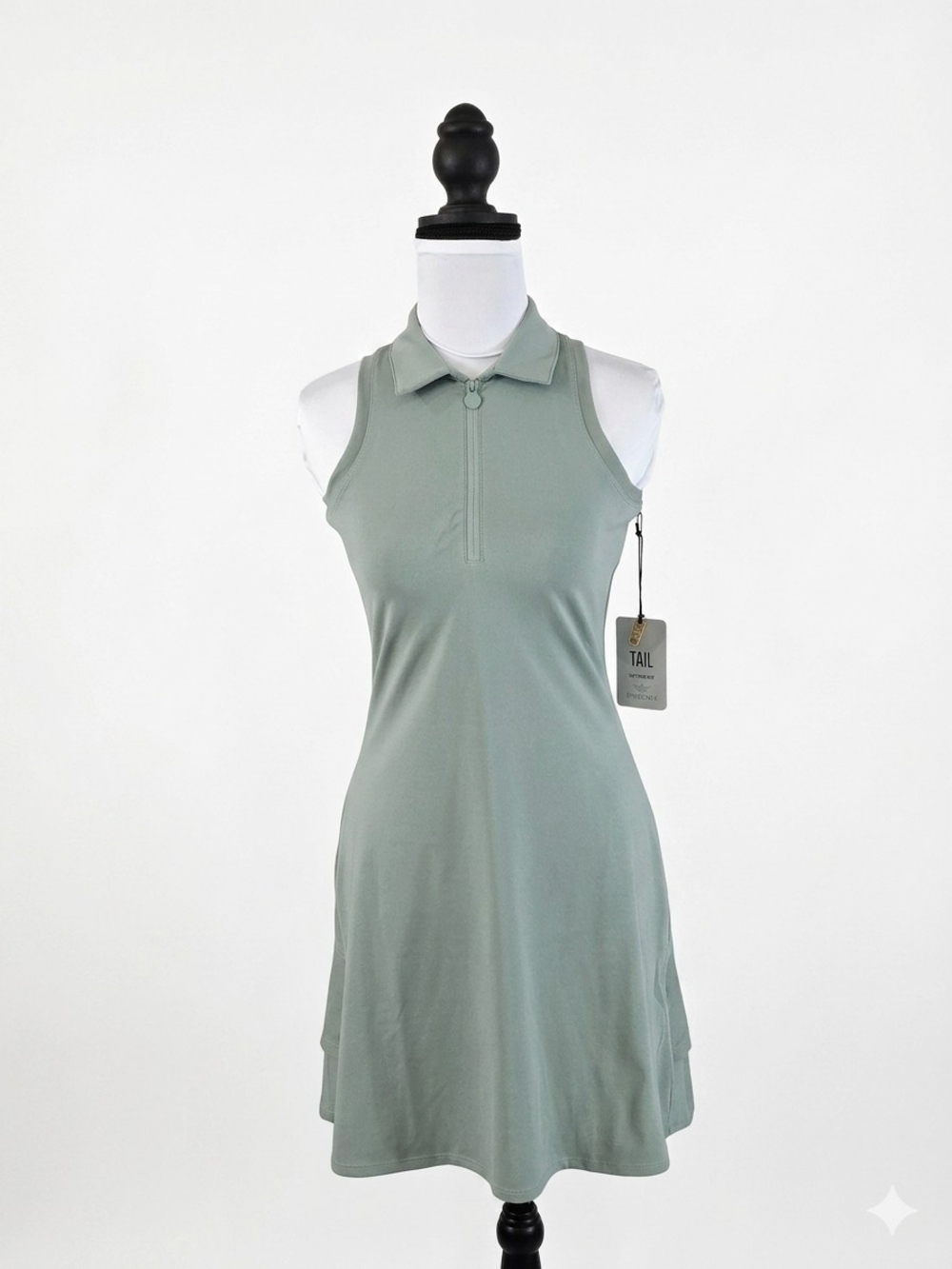 Tail Activewear Phoenix Golf Dress XS NWT - Sage Green Sleeveless Quarter-Zip